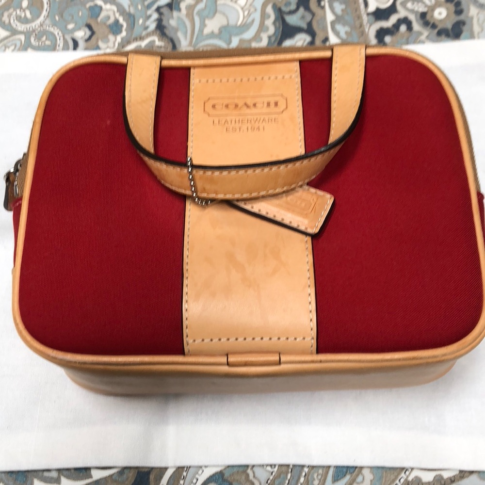 Red coach cosmetic bag